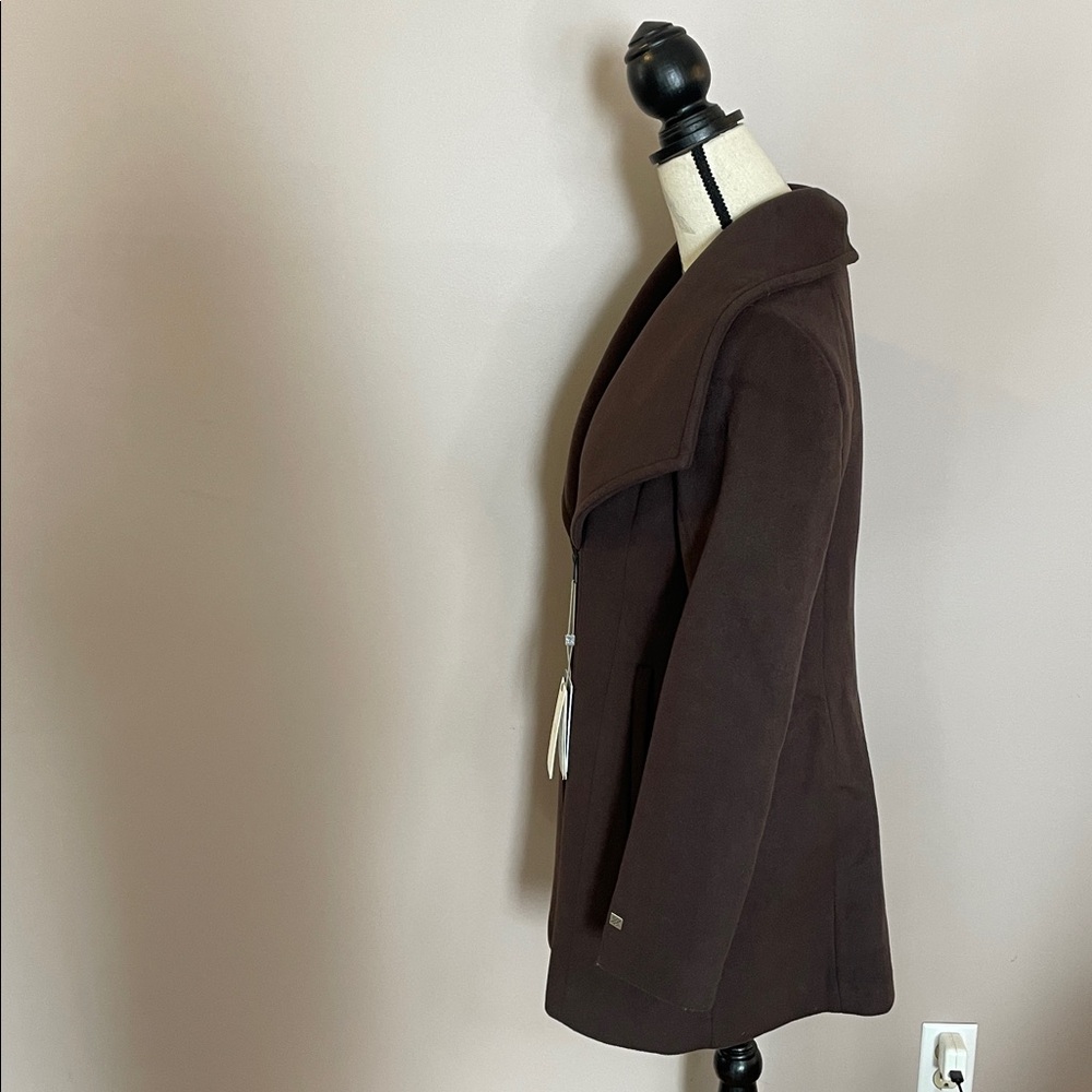 Soia & Kyo Chocolate Brown Knee-Length Wool Blend Coat - Picture 3 of 8